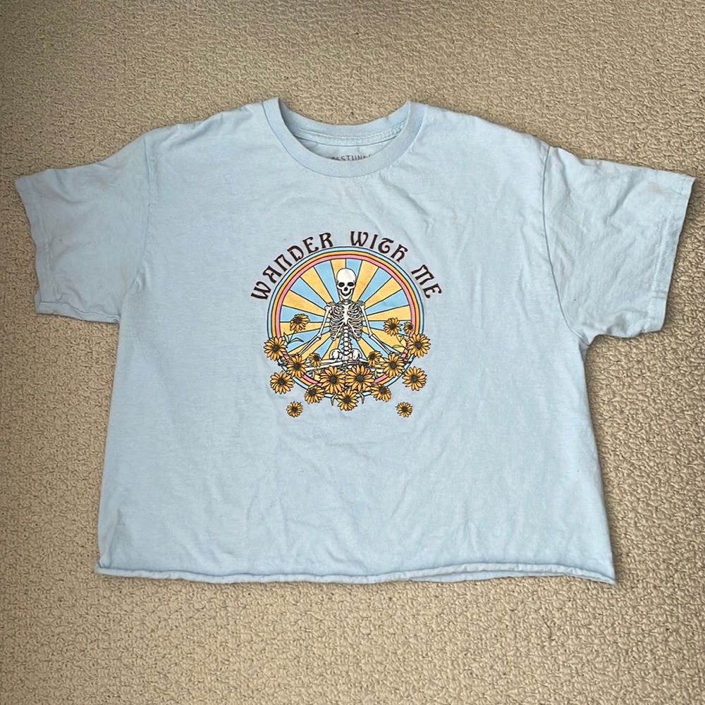 wander with me cropped screen printed tee